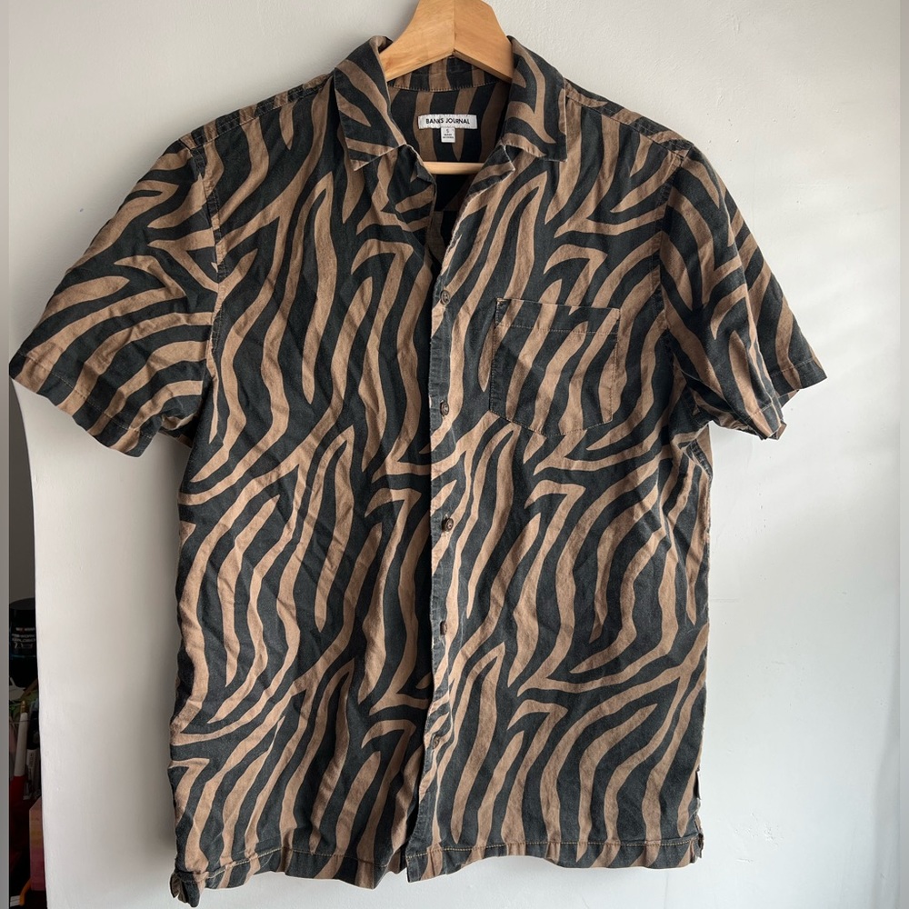 COPY - Banks Journal Black and Brown Button-down Short Sleeve Shirt